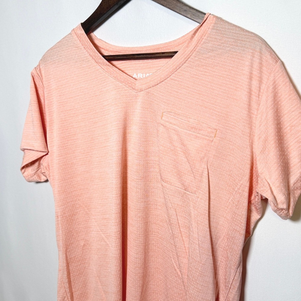 Ariat Rebar Women XL Peach V-Neck Graphic Tee Working Hard As A Mother Pocket T